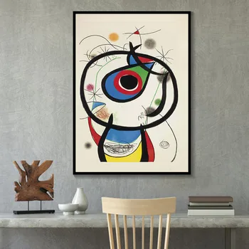 Joan Miro Mūsdienu Sirreālisma Mākslas Gleznas Abstraktu Attēlu, Retro Art Audekls Gleznošanai Plakātu Sienas Dzīvojamā Istabā, Mājas Dekoru