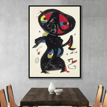 Joan Miro Mūsdienu Sirreālisma Mākslas Gleznas Abstraktu Attēlu, Retro Art Audekls Gleznošanai Plakātu Sienas Dzīvojamā Istabā, Mājas Dekoru
