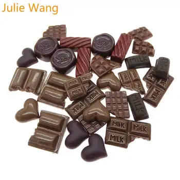 Julie Wang 30PCS Jaukti Sveķi Piena Sirds Šokolādes Maize Pārtikas Cabochon Gļotas Šarmu Tālrunis Apdare Piederumu, Rotaslietu izgatavošana