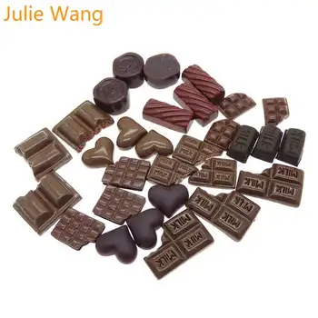 Julie Wang 30PCS Jaukti Sveķi Piena Sirds Šokolādes Maize Pārtikas Cabochon Gļotas Šarmu Tālrunis Apdare Piederumu, Rotaslietu izgatavošana
