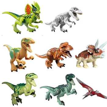 Jurassic Dinozauru Pasaulē Skaitļi DIY Celtniecības Bloki savietojami ar Zīmola Pilsētas Radošo Ķieģeļi Izglītojošas Rotaļlietas Bērniem