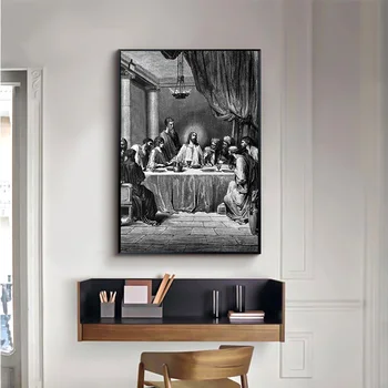 Jēzus Kristus Balts un Melns Sienas Kanvas Glezna Da Vinci svētais vakarēdiens Plakāti un Izdrukas Sienas, Attēlus Dzīvojamā Istaba Cuadros