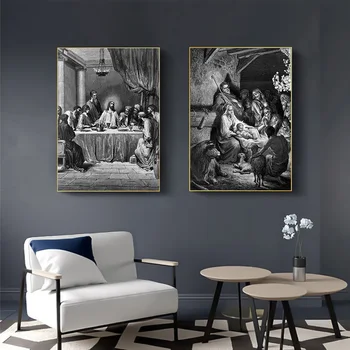 Jēzus Kristus Balts un Melns Sienas Kanvas Glezna Da Vinci svētais vakarēdiens Plakāti un Izdrukas Sienas, Attēlus Dzīvojamā Istaba Cuadros