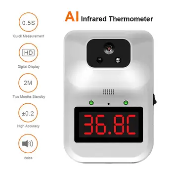 K3 Plus AI Centrālās Digitālo Termometru bezkontakta Pieres Ķermeņa Pieaugušo Termometrs Temperatūras Trauksmes Sienas Uzstādīts 10 Valodās