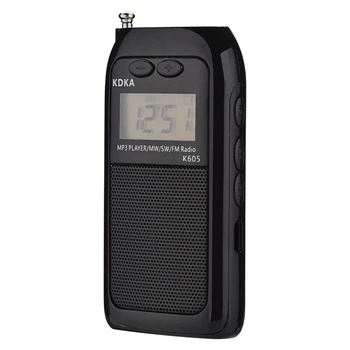 K605 Mini Kabatas Radio Fm Am Sw Mw Digitāla Regulēšana Radio Uztvērējs, Mp3 Mūzikas Atskaņotājs, Ar Vidējo Viļņu / Short Wave / Fm Stereo Radio