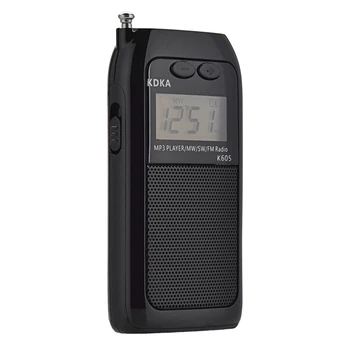 K605 Mini Kabatas Radio Fm Am Sw Mw Digitāla Regulēšana Radio Uztvērējs, Mp3 Mūzikas Atskaņotājs, Ar Vidējo Viļņu / Short Wave / Fm Stereo Radio