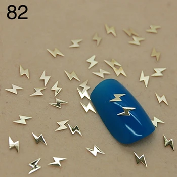 K82 Zibens formas Zelta Metāla Nail Art Nagu Rotaslietas Apdare Tiny Šķēle Metāla Stud Piederumi