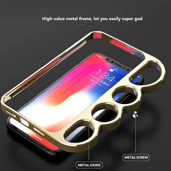 KANENG Modes Krāsains Aviācijas Alumīnija Triecienizturīgs Robežu Telefonu Gadījumā Segtu Ar Pirkstu Gredzenu Apple iPhoneX /7 7Plus/8 8Plus