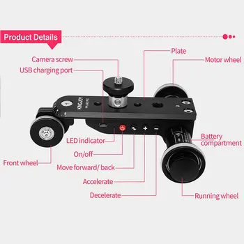 KINGJOY PPL-06SPRO Kamera Slider Dolly Auto Dzelzceļu Sistēmas Laiku zaudē Spēku, Elektriskie, Motorizētie Dolly Auto Kameras Tālrunis Dslr Videokamera