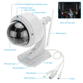 KKMOON H. 264 HD 1080P 2.8-12mm WiFi IP Kameras Video Novērošanas Ūdensizturīgs CCTV Kameras Auto fokusa Bezvadu PTZ Home Security