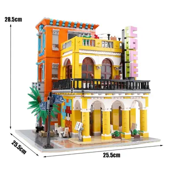 KM 10002 Rūpnīcas Pilsētas Ielu Eiropas Tirgū Cafe Havana Spīd Modeli, Celtniecības Bloki, Ķieģeļi Komplekts Bērnu Rotaļu Saderīgu 10190