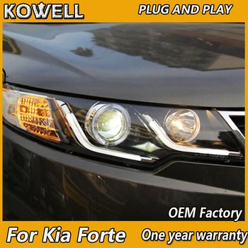 KOWELL Auto Dizainu par Kia Forte Lukturi 2010 2011 2012. -. Gadam Cerato LED priekšējo Lukturu LED dienas gaitas lukturi Bi Xenon Lēcu High Low Beam Autostāvvieta