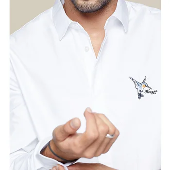 KUEGOU kokvilnas izšūti krekli vīriešu krekls ar garām piedurknēm atpūtas vīriešu apģērbu han edition white rudens mētelis top YC-6315