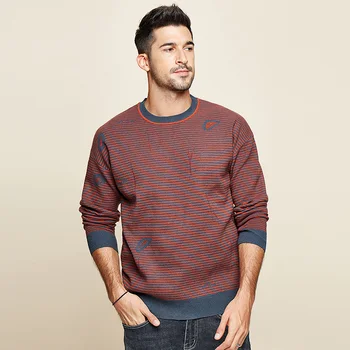 KUEGOU rudens winte Vīriešu džemperi svītrainām plāksteris apdare Modes džemperis vīriešiem, džemperi, topi plus lieluma BZ-12508