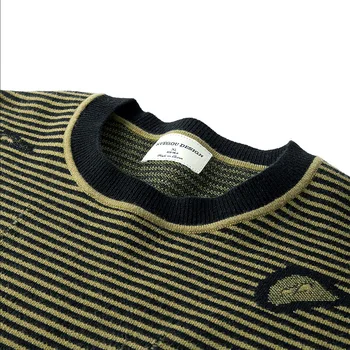 KUEGOU rudens winte Vīriešu džemperi svītrainām plāksteris apdare Modes džemperis vīriešiem, džemperi, topi plus lieluma BZ-12508