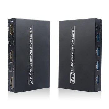 KVM Slēdzis HDMI UHD 4K Sadzīves Datoru Drošības Daļas 2 Datoriem Koplietošanas Monitoru, Tastatūru, Peli, Printeri,