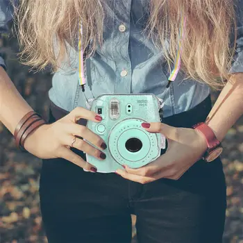 Kameras Soma Mirdzošu Plastmasas Vāciņš Aizsargā Gadījumā, Par Fujifilm Fuji Instax Mini 9 8 8+ Instant Ar Siksnu