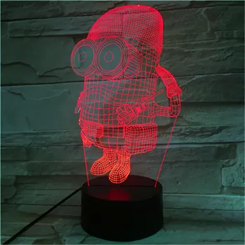 Karikatūra 3D Gudrs Minions LED Galda Lampa, Drauga Bērnu Ziemassvētku Dāvanu Led Apgaismojums Akumulatora Barošanu Biroja Dekoratīvās Lampas 589