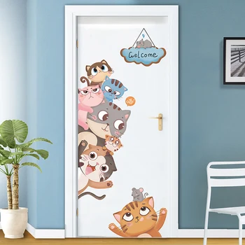 Karikatūra Kaķi Sienas Uzlīmes DIY Dzīvniekiem, Sienas Uzlīmes Bērnu Istabas Bērnu Guļamistaba, viesistaba, Durvis Mājas Apdare