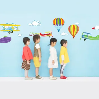 Karikatūra Lidmašīnas un Karstā Gaisa Baloniem, Noņemams Sienas uzlīmes, Vinila Uzlīmes Bērnu Istabas Zēnu Mājas Sienu Apdare