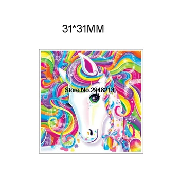 Karikatūra unicorn plakana sveķu amatniecības REMONTDARBOS Amatniecības sveķu flatback 31*31mm 50gab RET1338S