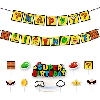 Karikatūras Spēle Tēma Konfeti Lateksa Balonu Komplekts Banner Set Lateksa Baloni, Bērnu Dzimšanas Dienas Svinības Apdare Baby Duša, Gaisa Baloni