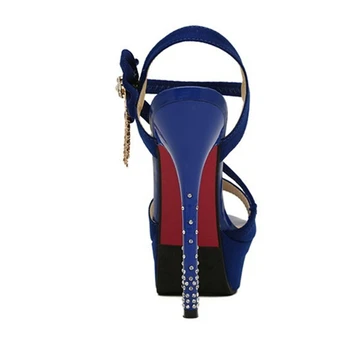 Karstā 2020. gada Vasarā Romas Stila Sandales Modes 14cm Gladiator Sieviešu Sandales Platformas augstpapēžu kurpes Luksusa Black Zilas Kurpes Sieviete