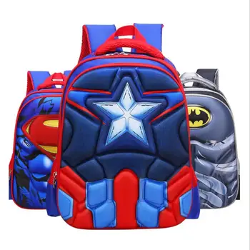 Karstā Batman Karikatūra EVA 3D Captain America bērnu skolas somas Zēns skolas Mugursoma, kas Piemērota 6-12 gadu veciem bērniem, soma