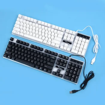 Karstā Krāsains LED Gaming Keyboard + Spēle Peli, Iestatiet 3D Anti-slip Riteņu Apturēta Tastatūras Dizains Spēli Spēlētājs