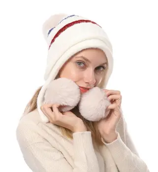 Karstā Modes Sieviešu Cepure Ziemas Kažokādas Pom Pom Adīt Beanie Slēpošanas Klp Bobble Gudrs Beanies 6 Krāsas