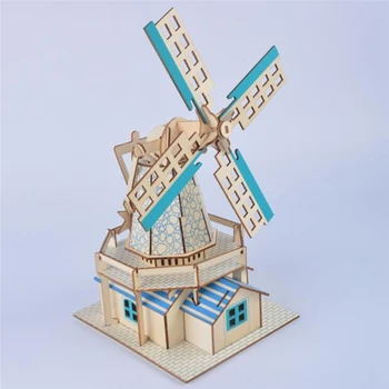 Karstā Modeļu Veidošanas Komplekti Kameras Tower Bridge holandiešu Vējdzirnavas 3D DIY Roku darbs, Koka Rotaļlieta Puzzle Montāža Rotaļlietas Bērniem