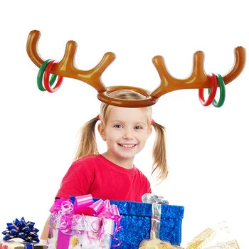 Karstā Piepūšamās PVC Santa Ziemeļbriežu Ragi Cepuri Ring Toss Ziemassvētku Brīvdienu Puse Spēļu Piederumi Rotaļlietas, DO2
