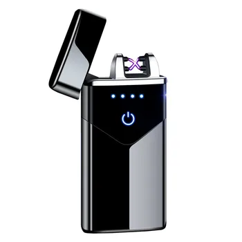 Karstā Pārdot ICE Black USB Elektriskās Šķiltavas Ar USB Vadu Plazmas Dual Loka Elektriskās Šķiltavas, Pretvēja Touch Uguns, Nesmēķētāju Vīriešiem Sīkrīkus