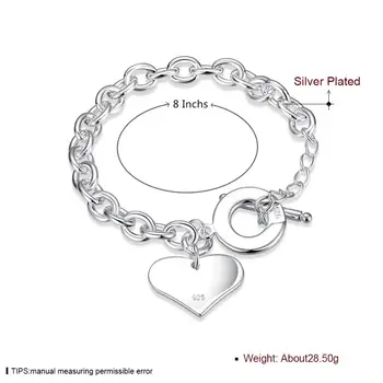 Karstā Pārdošanas 925 Sterling Silver Classic Modes Sirds Ķēdes Aproce OT Sprādzes Sievietes Vīrieši Vairumtirdzniecības Piederumi