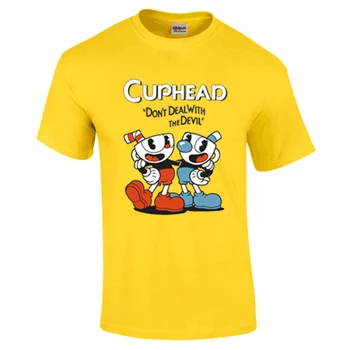 Karstā Pārdošanas Gudrs Teacup Cuphead Cosplay T krekls tikai nav darījumu ar sātanu, T-krekls, Kostīms Vasaras Topi Cosplay Par kazlēnu, Pieaugušo