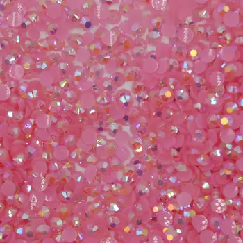 Karstā Pārdošanas SS16 4mm 5000pcs Gaiši Rozā Jelly AB Sveķu Kristāla Plakanu Aizmuguri Rhinestone Nail art Deco Glitters Dārgakmeņi, Pusdārgakmeņi