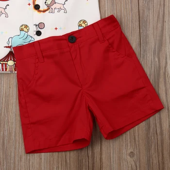 Karstā Pārdošanas Zīmolu Zēnu Apģērbu Bērniem Vasarā Zēnu Drēbes Karikatūra Cirka Drukāt Bērniem Zēnu Apģērba Komplekts T-sūdi+Bikses roupa infantil