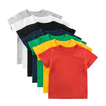 Karstā Pārdošanas meitenēm, zēniem, Bērnu T-krekli Augstas Kvalitātes Modes Bērni svītru tīrtoņa krāsu Gadījuma O-veida kakla Īsām Piedurknēm Kokvilnas Bērnu T-krekls
