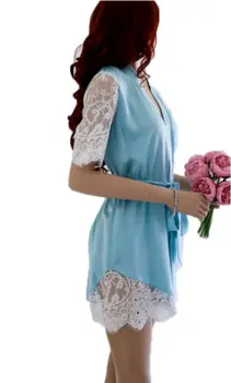 Karstā Sieviešu Īso Apmetni Zīda Satīna Kāzu, Līgavas, Līgavu Tērpu Kimono Sleepwear