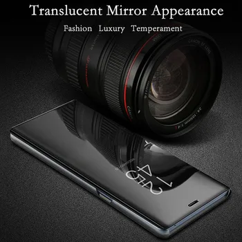 Karstā Smart Mirror Flip Stends Ādas Tālruni Gadījumā, Huawei P9 P10 Plus P8 Lite 2017 Mate 20 10 9 8 Pro Godu 7A 7C 7S 8 8X 8.C 10