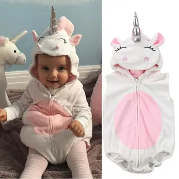 Karstā Toddler Jaundzimušo Gudrs Unicorn Baby Meitenes Vilnas Romper Jumpsuit Džemperis, Apģērbs, Kostīmu