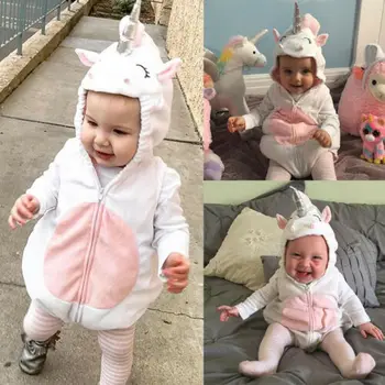 Karstā Toddler Jaundzimušo Gudrs Unicorn Baby Meitenes Vilnas Romper Jumpsuit Džemperis, Apģērbs, Kostīmu