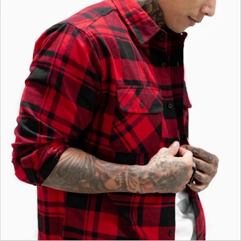 Karstā pārdošanas Flaneļa Pleds Krekls Vīriešiem Gadījuma garām Piedurknēm Augstu Kokvilnas Modes 2018 Vīriešu Krekls Chemise Homme Camisa Sociālo Masculina