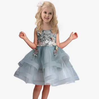 Karstā pārdošanas meitene kleita kleitas meitenēm 2-8 gadus tilla kleita meitene Bumbu Kleita pusgarās puķu meitene kleitas