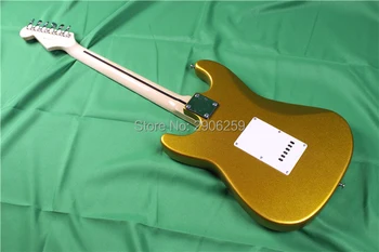 Karstā pārdošanas zelta spīdumu apdare st ģitāra,22 frets kļavu klaviatūra.bezmaksas piegāde
