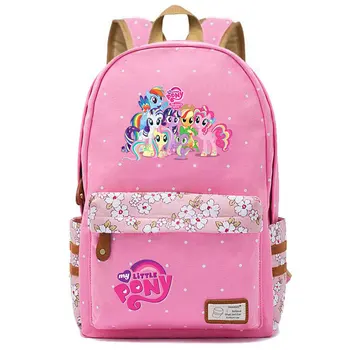 Kawaii 20 Mazais Ponijs Rainbow Dash Pinkie Pie Ziedi Dot Zēns Meitene Skolas Soma Sieviešu Bagpack Pusaudžiem Audekls Dāma Femme Mugursoma