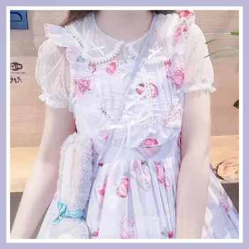 Kawaii Japāņu stila Jsk Lolita kleita saldo Ķiršu Deserts lolita Ikdienas Kleita bez Piedurknēm Maiga Meitene Kleita