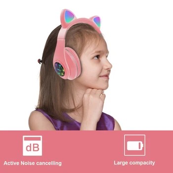 Kaķa Auss Bezvadu Austiņas fone ouvido bluetooth Ar RGB Zibspuldze, Bluetooth 5.0 Jauniešiem, Bērniem, Meitenēm, Austiņas, telefona