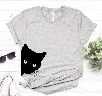 Kaķis Meklē Peeking Sieviešu t Gadījuma Kokvilnas Hipster Smieklīgi t-kreklu, Dāvanu Dāma Yong Meitene Top Tee Piliens Kuģis Ātri ZY-280