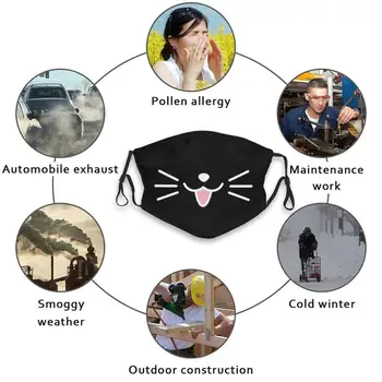 Kaķēns Kaķis Smaidu Black Pasūtījuma Dizains Pieaugušo Bērni Anti Putekļu Filtrs Diy Gudrs Drukāt Mazgājams Maska Smieklīgi Improvizēt Kaķis